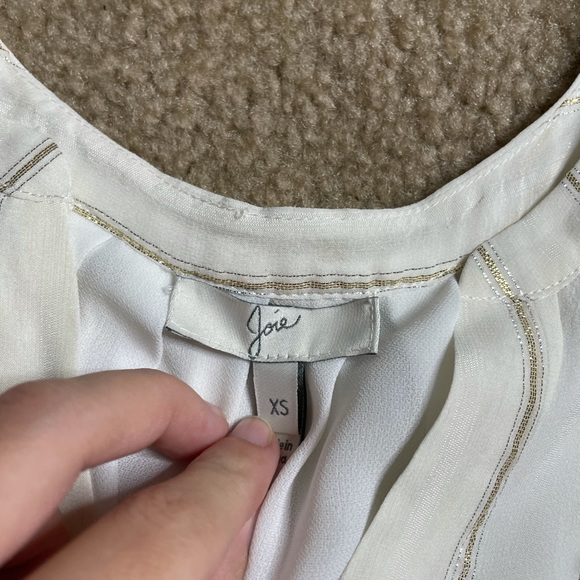 Joie white gold stripe silk sleeveless blouse - Picture 2 of 5